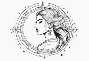 Feminine goddess of stars inspired upper sleeve tattoo tattoo idea