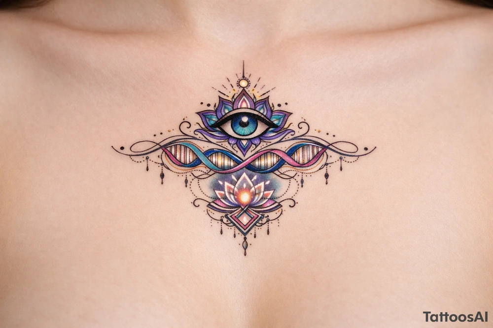 dna or conciousness under breast tattoo third eye tattoo idea