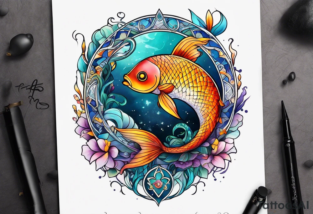 Pisces zodiac tattoo idea