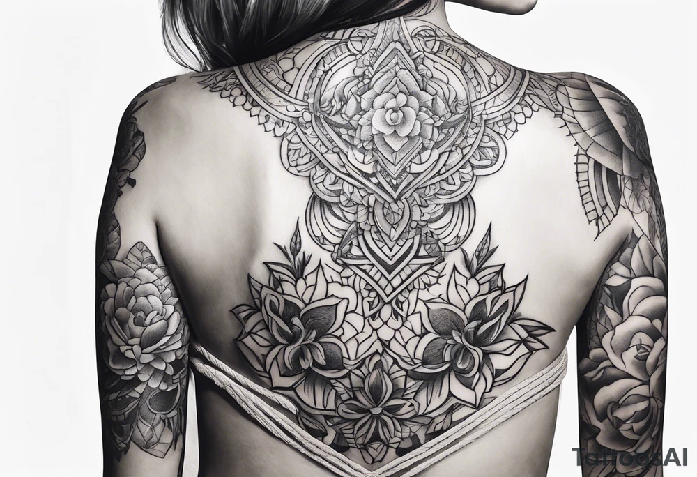 female arms tied behind her back close-up tattoo idea