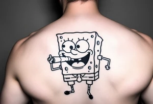 spongebob square pants stoned with a blunt in his mouth tattoo idea