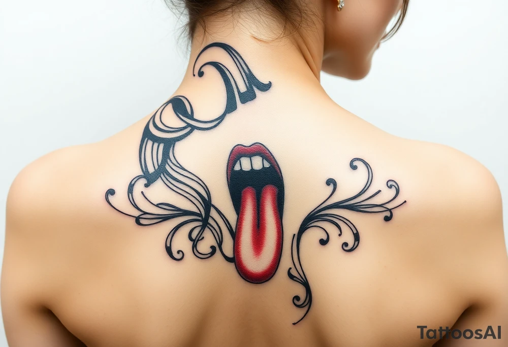 Sensual Woman with her mouth open and tongue sticking out as if drooling tattoo idea