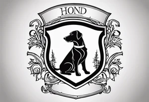 a coat of arms with a hound in the shield tattoo idea