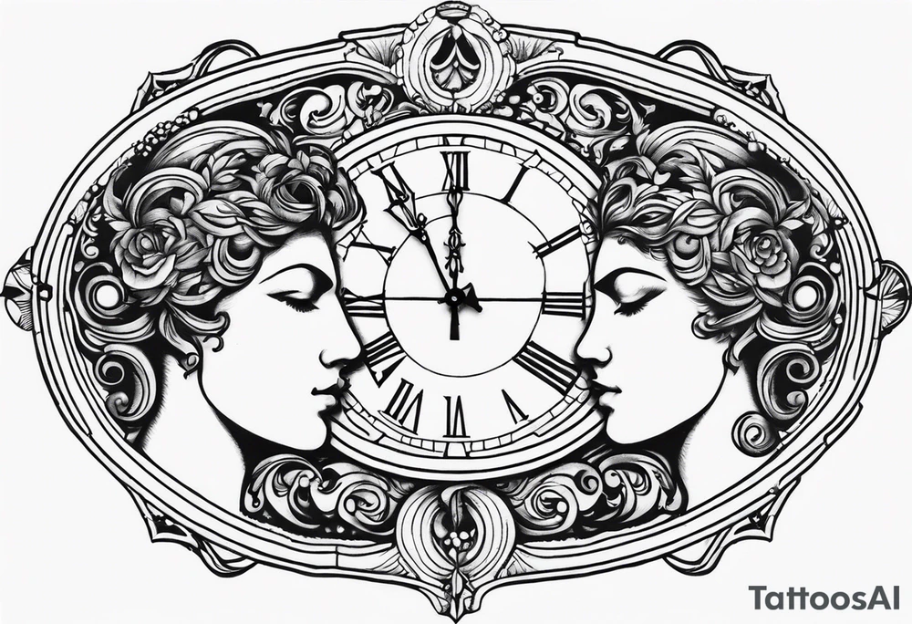 Janus, timeless clock, Aquarius tattoo idea