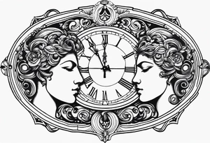 Janus, timeless clock, Aquarius tattoo idea