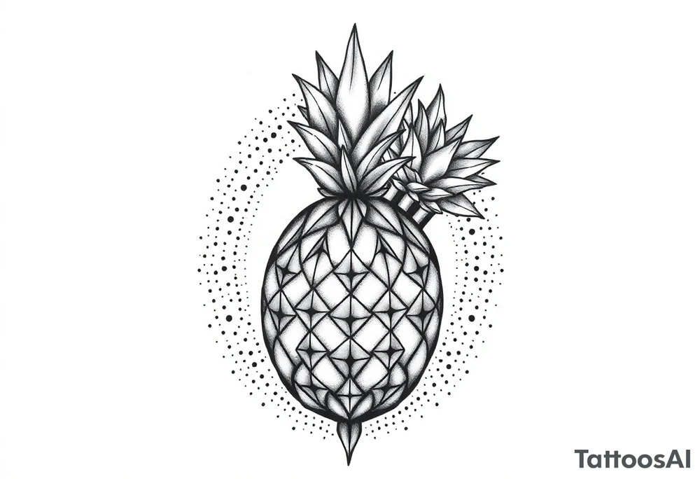 Design around a vagina and anus using a  pineapple with diamonds  and magestic, crown, vagina, anus, pubic tattoo idea