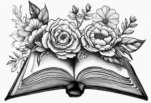 An open book with flowers growing out of it tattoo idea