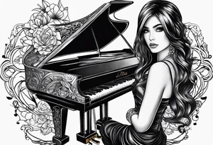 piano music girl tattoo idea