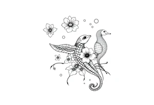 Underwater Flowers shells turtle seahorse bubbles jellyfish feminine tattoo idea