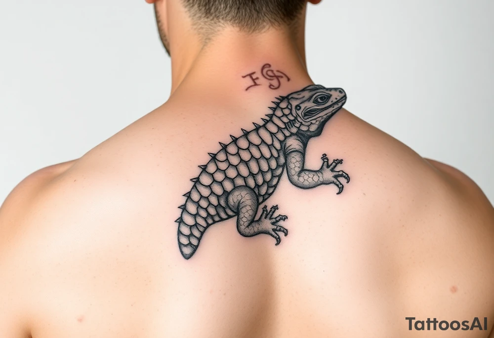 Scale, a lizard wrapped around the shoulder tattoo idea