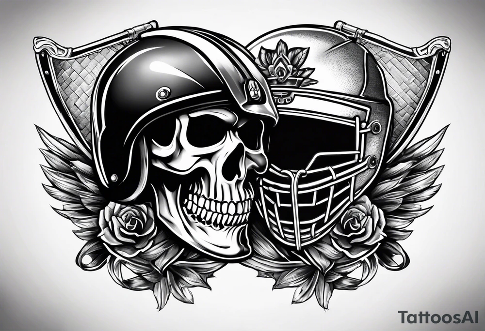 hockey skull with helmet tattoo idea