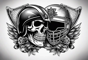 hockey skull with helmet tattoo idea
