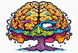 anthropomorphic brain representing Depression, Bipolar, and PTSD tattoo idea