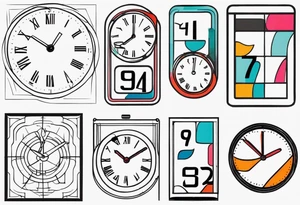 digital retro clock with all numbers being 7 tattoo idea