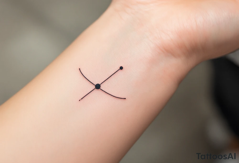 A semmicolon dot and perpendicular to it slightly curved line tattoo idea