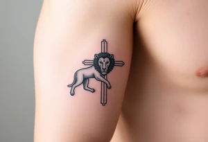 cross lion and the lamb tattoo idea