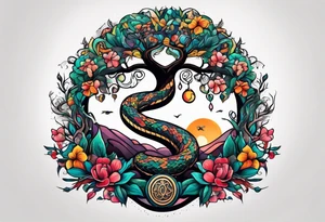 Tree fo life with snake tattoo idea