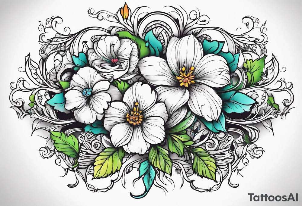 Long Vines With Flower tattoo idea