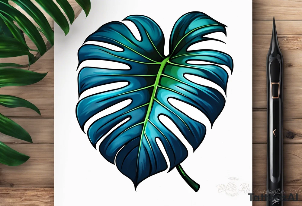 Monstera Ableger blau tattoo idea