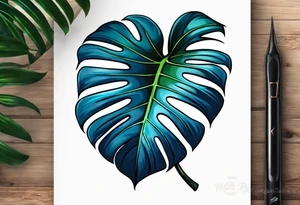 Monstera Ableger blau tattoo idea