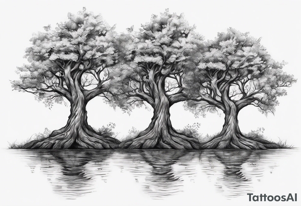 Three small trees together by the roots tattoo idea