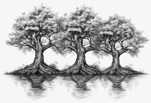 Three small trees together by the roots tattoo idea