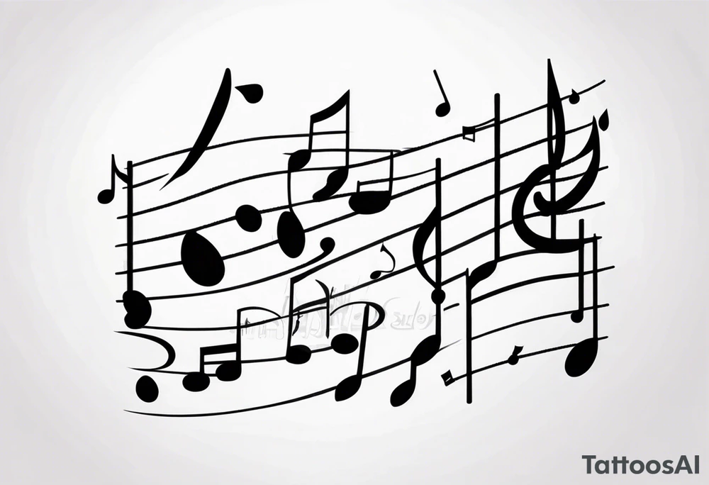 Musical notes connecting toddlers dancing tattoo idea