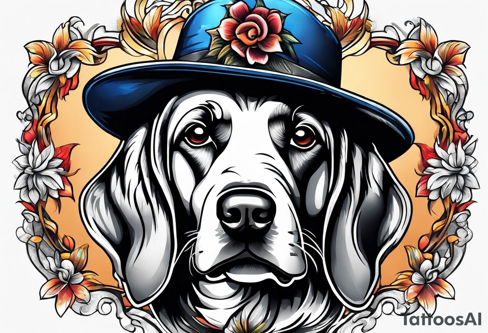 A dog wearing a hat tattoo idea