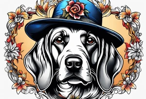 A dog wearing a hat tattoo idea