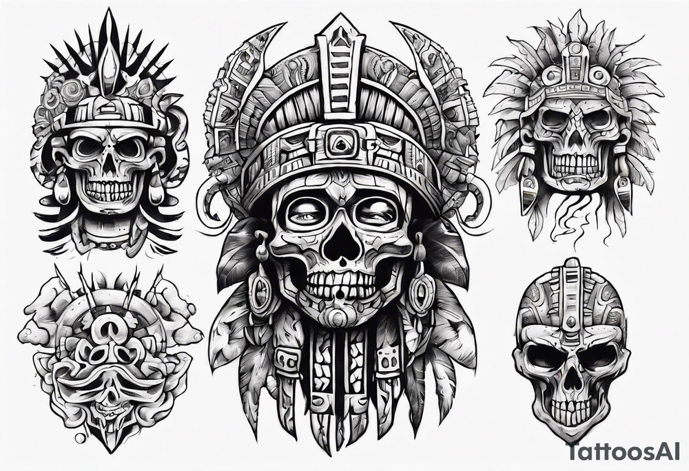 aztec death god overlooking the world tattoo idea
