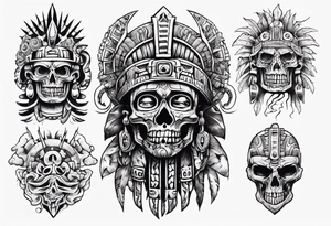aztec death god overlooking the world tattoo idea