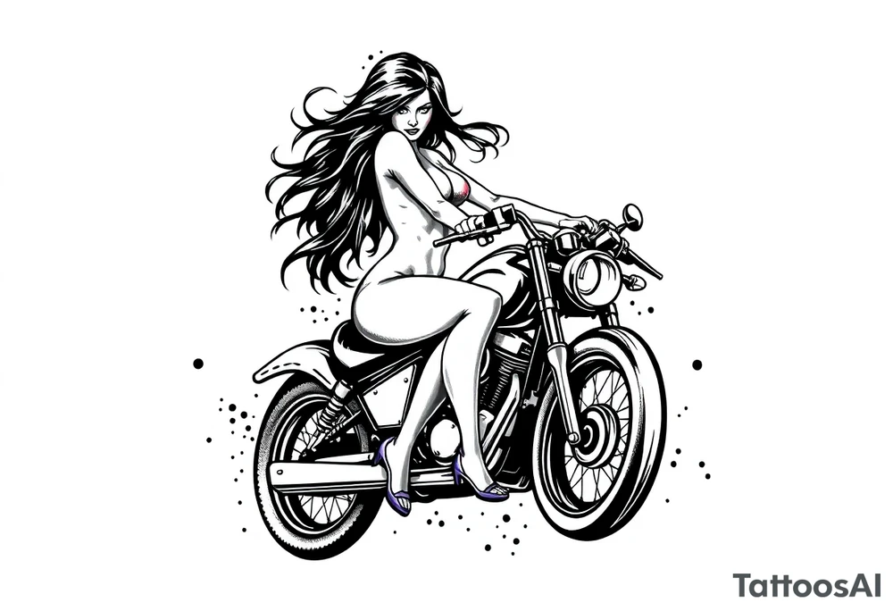 naked girl on motorcycle, slut, angry tattoo idea