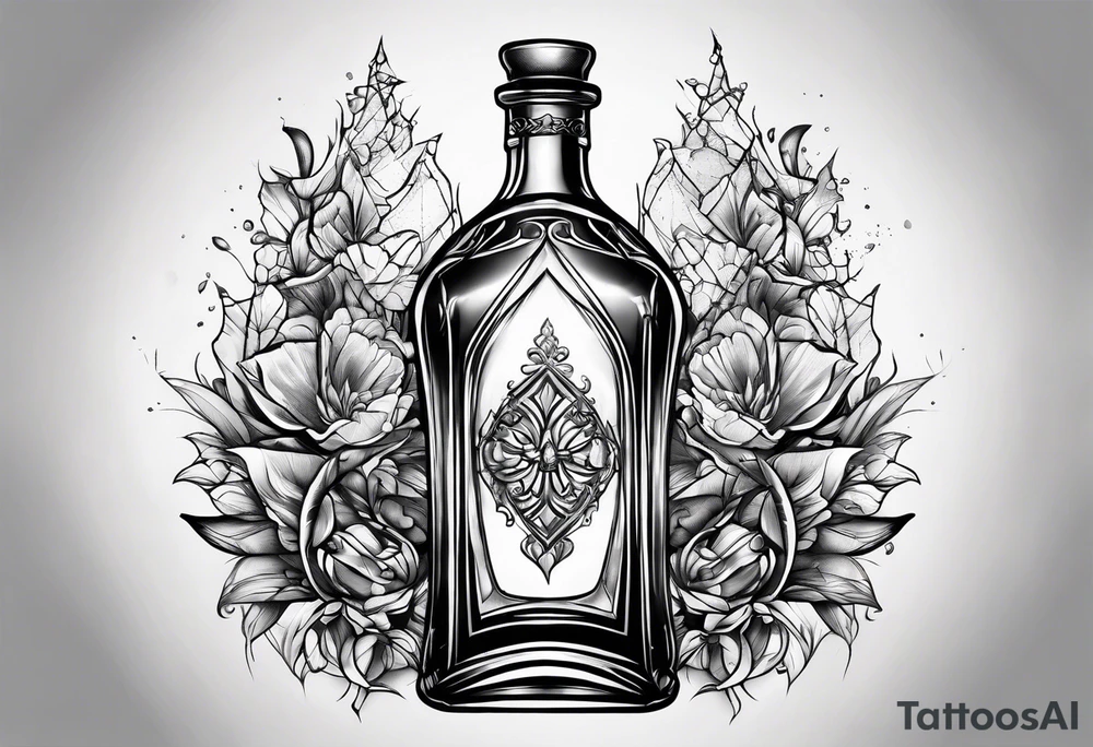 Broken glass bottle tattoo idea