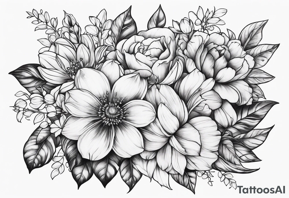 ornaments of flowers tattoo idea