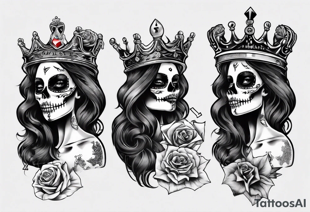 santa la muerta with money and crown
on the card tattoo idea