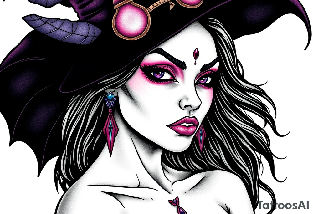 Evil Witch young woman tattoo idea