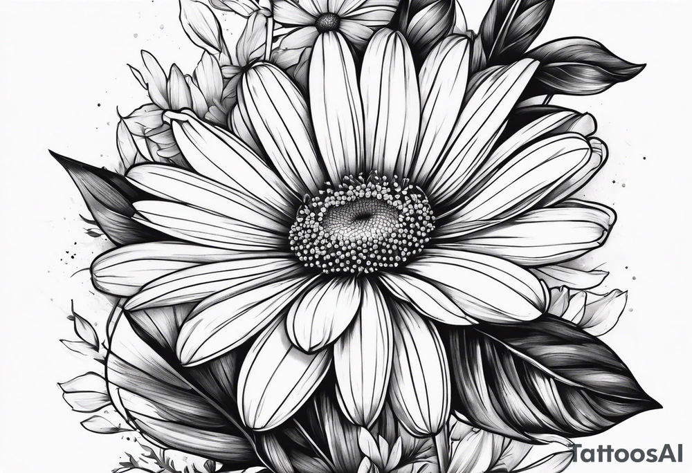 Daisy, wildflower, sleeve half tattoo idea