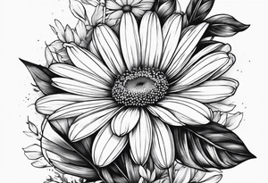Daisy, wildflower, sleeve half tattoo idea