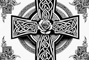 Celtic cross impaled by a rose tattoo idea