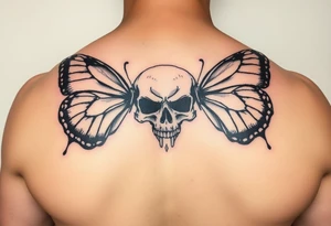 Butterfly side ways on a skull tattoo idea