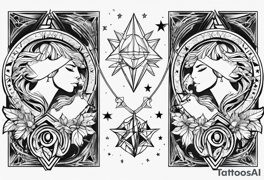 Virgo and Sagittarius zodiac signs with letter RR and date September 11 tattoo idea