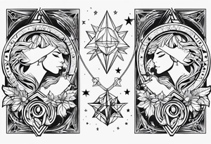 Virgo and Sagittarius zodiac signs with letter RR and date September 11 tattoo idea