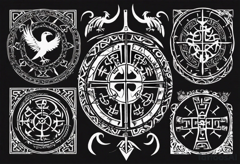 Viking Vegvísir with a raven tattoo idea