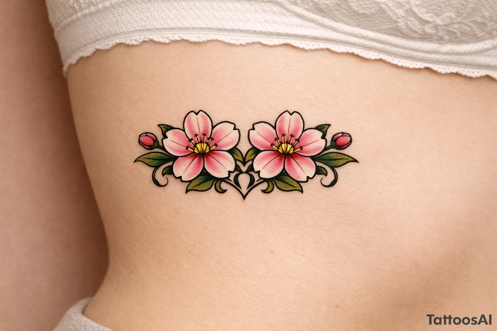 Two Cherry blossoms , symmetrical tattoo idea