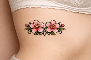 Two Cherry blossoms , symmetrical tattoo idea