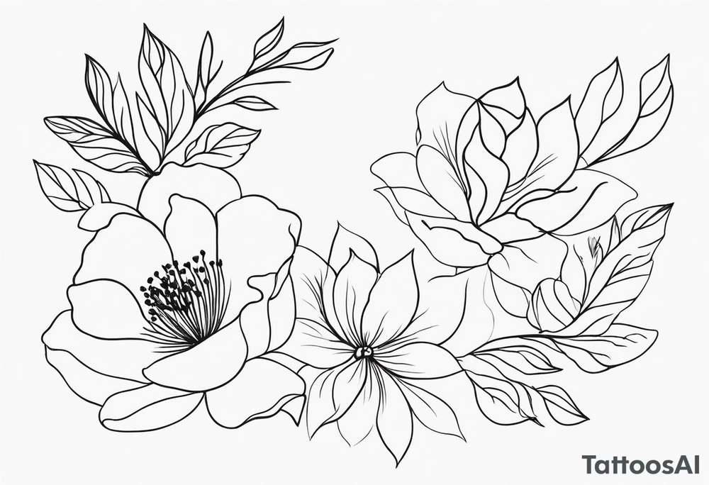 floral and elegant. outline. one line tattoo idea
