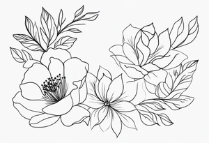 floral and elegant. outline. one line tattoo idea