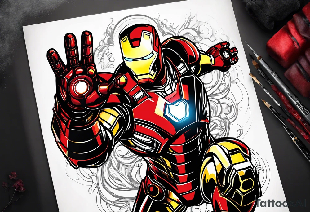 Iron man covered by venom tattoo idea