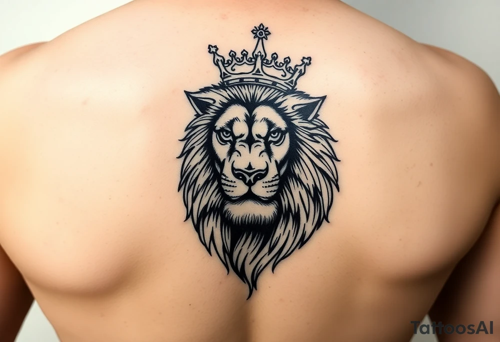 powerful majestic lion with a crown tattoo idea
