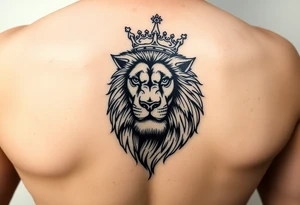 powerful majestic lion with a crown tattoo idea